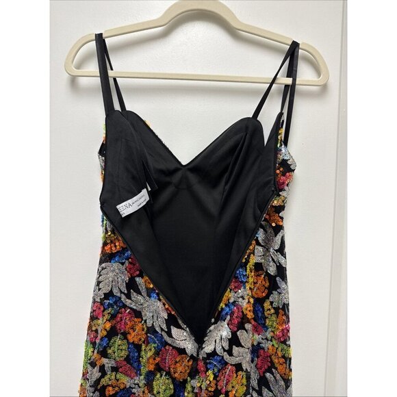 Mac Duggal Size 0 Black Floral 26867 Sequined Mini Cocktail Dress New - Picture 11 of 13